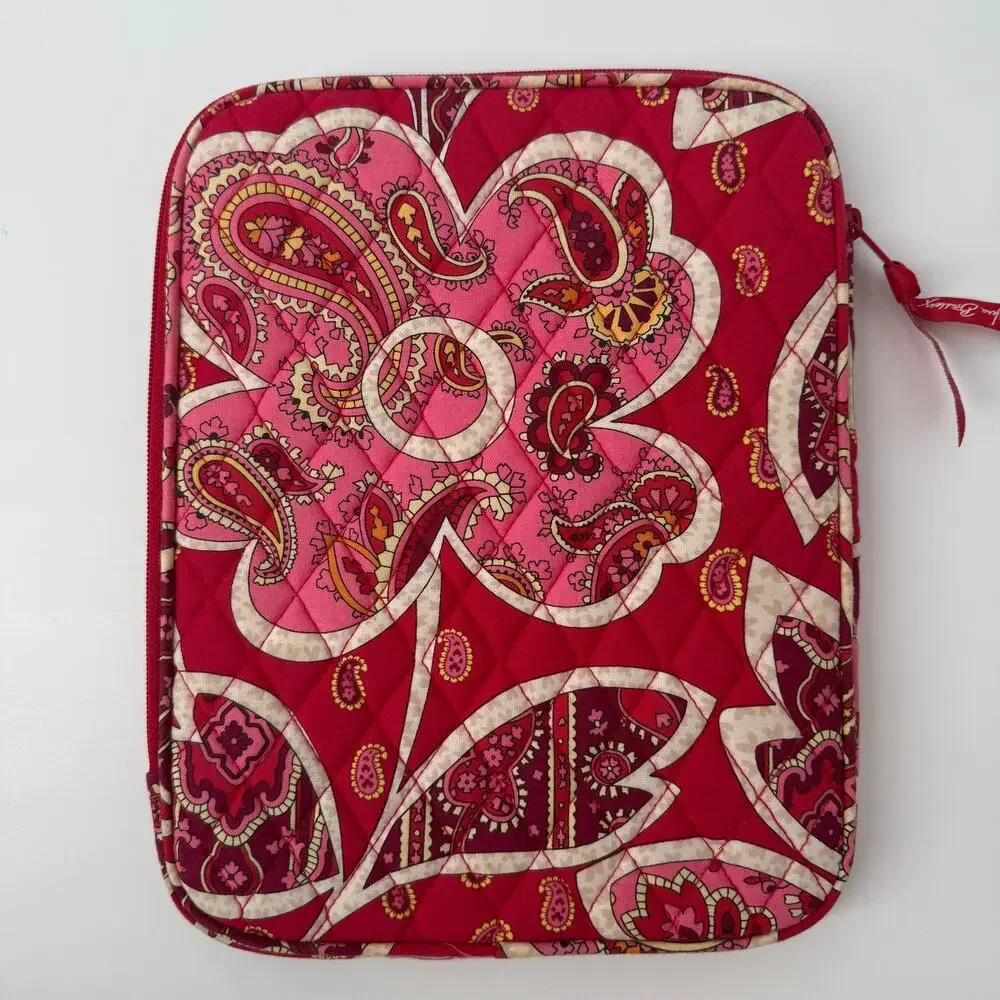 Vera Bradley Rosy Posies Tablet Sleeve E Reader Quilted Retired Red Pink Cottage